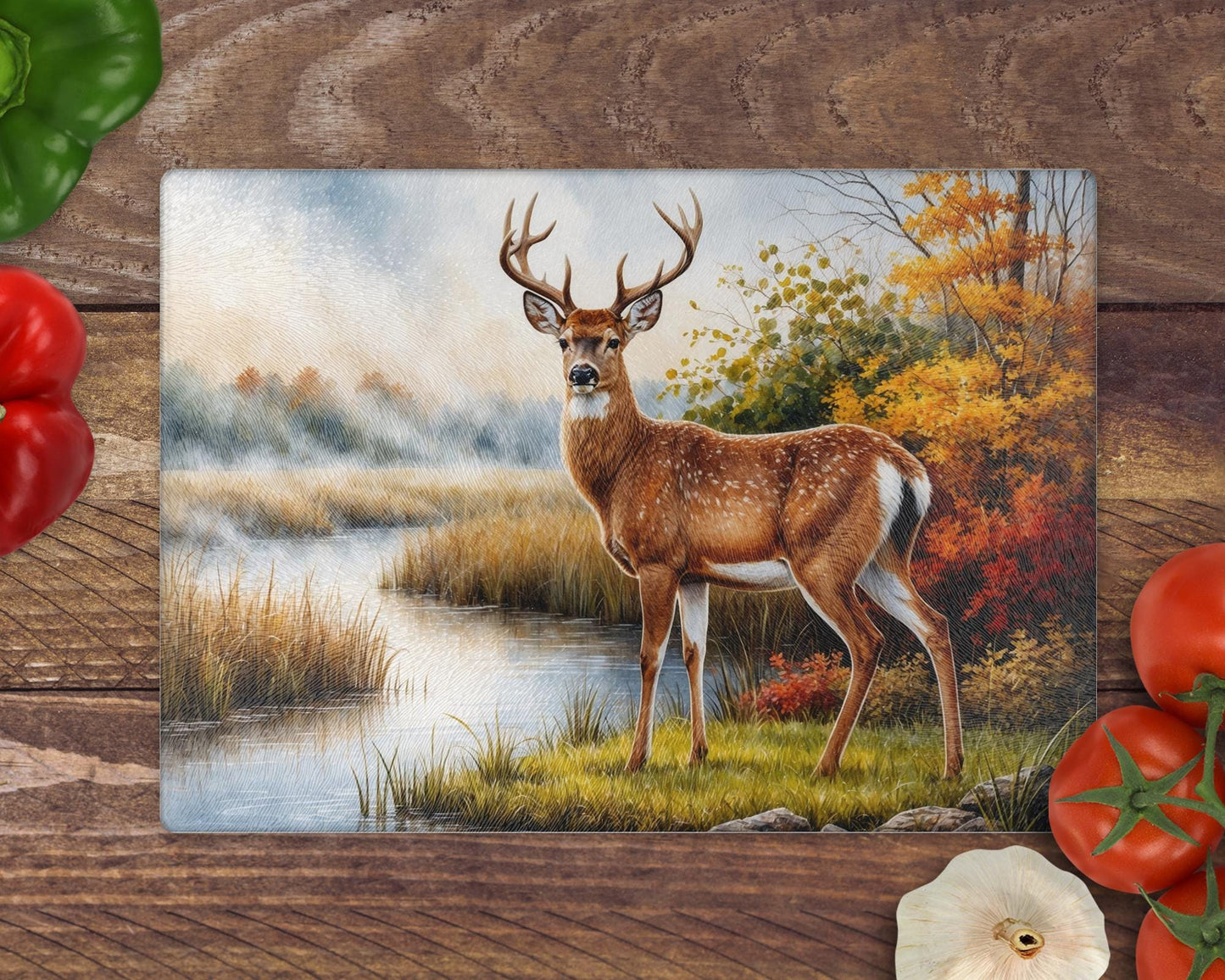 Deer Wildlife 8inchx11inch Glass Chopping Board