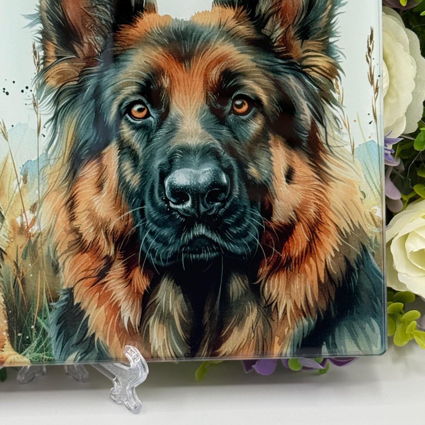 German Shepherd Glass 8inch x 11inch Chopping Boards