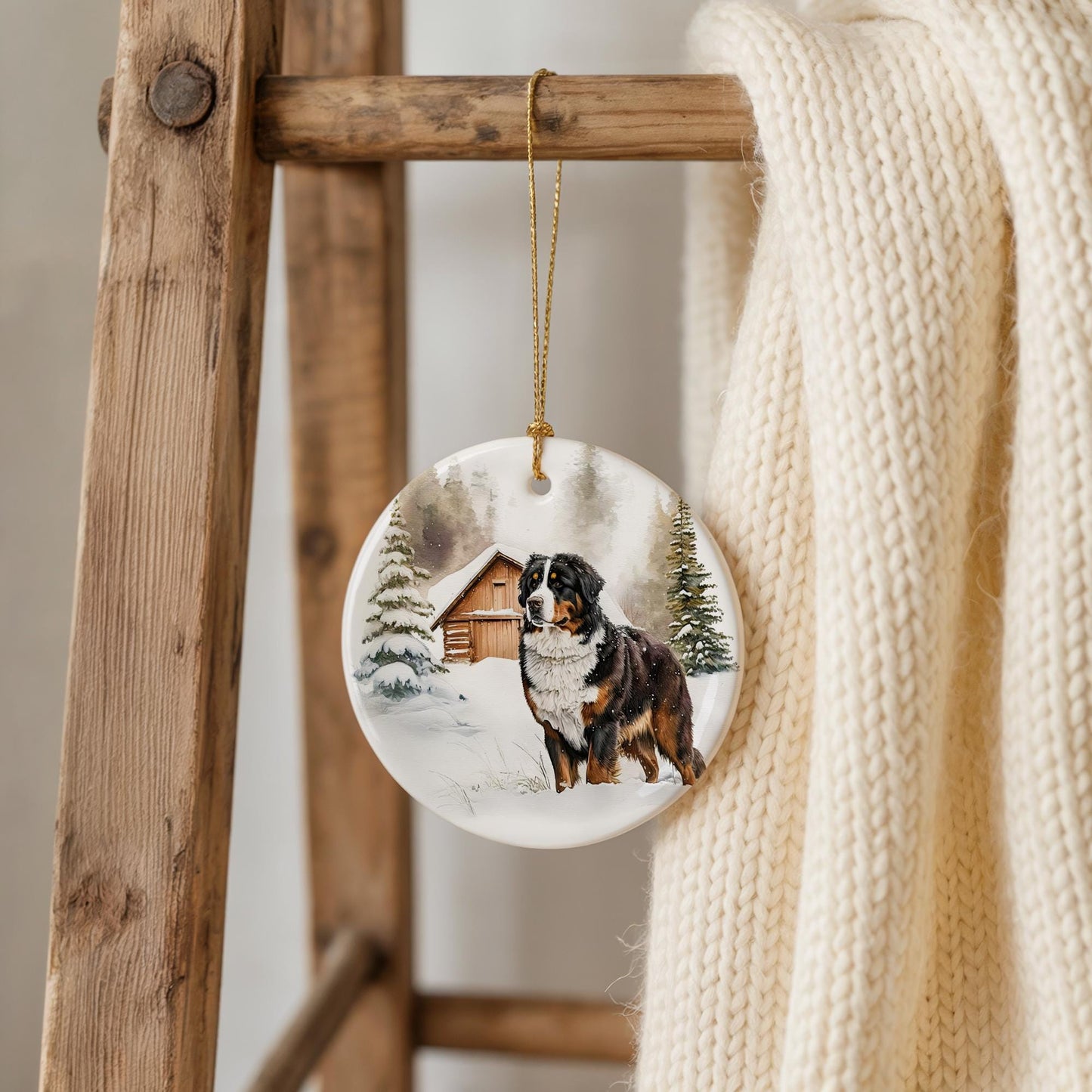 Bernese Mountain Dog Ceramic Ornament: Personalized Pet Keepsake