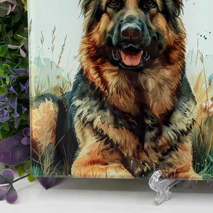 German Shepherd Glass 8inch x 11inch Chopping Boards
