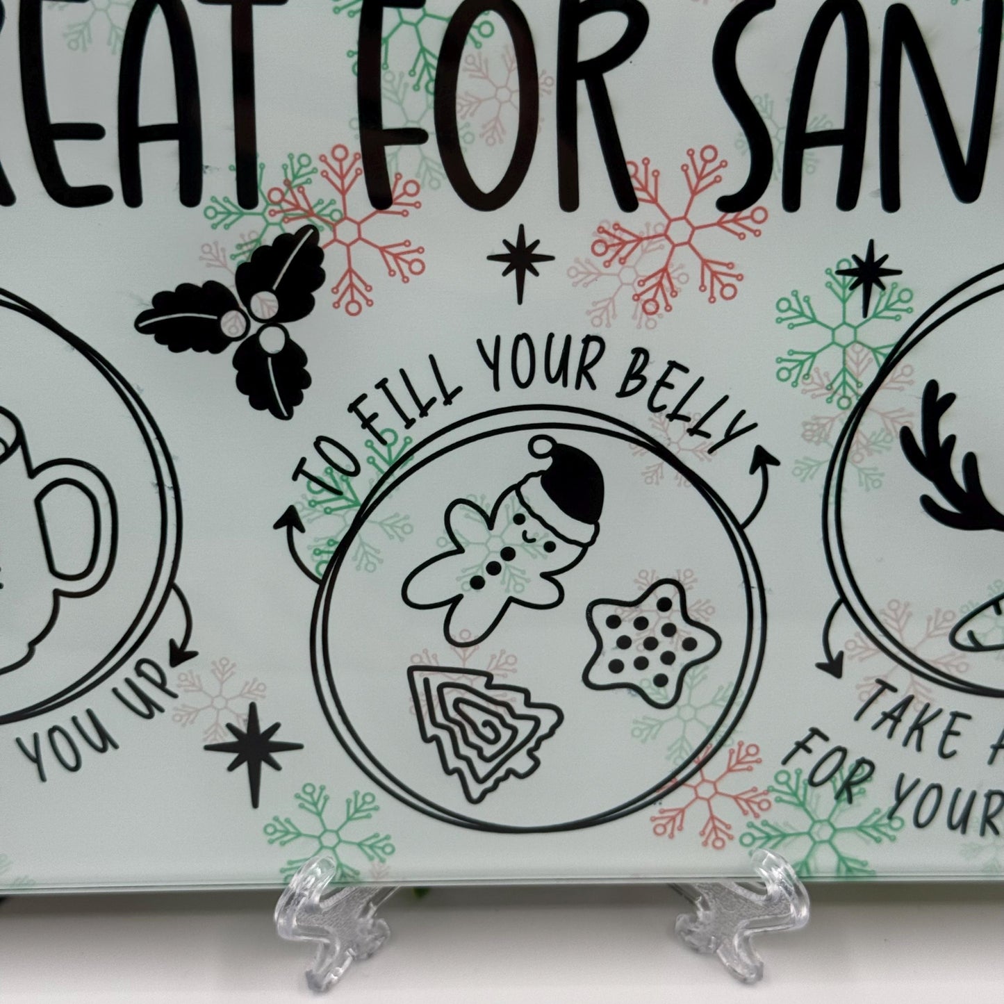 Christmas Treat For Santa Glass Chopping Board 8inch x 11inch