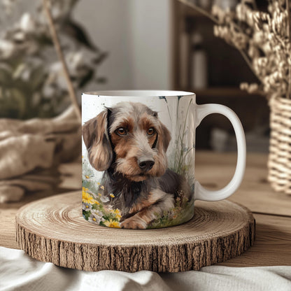 Dachshund Floral 11oz Ceramic Dog Mug