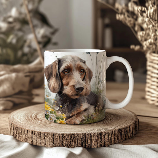 Dachshund Floral 11oz Ceramic Dog Mug