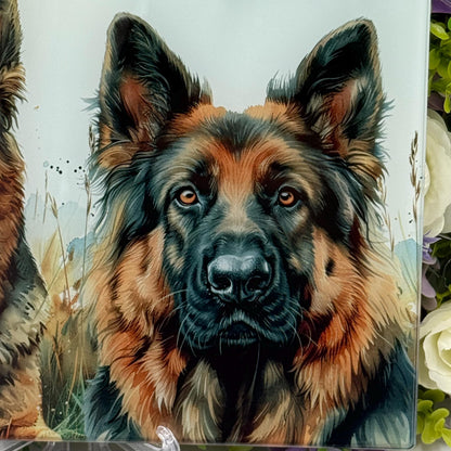 German Shepherd Glass 8inch x 11inch Chopping Boards