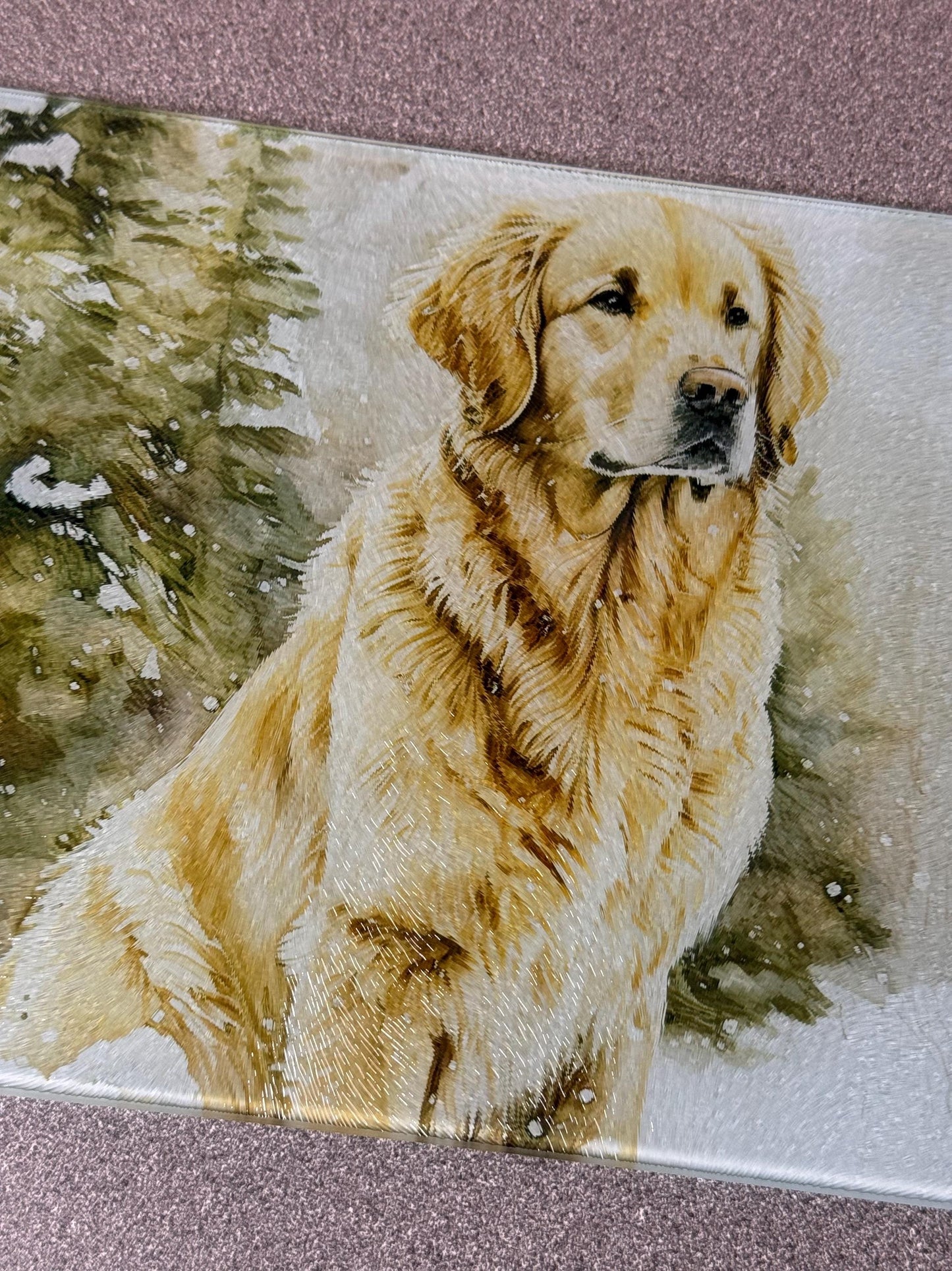 Golden Retriever Glass Chopping Board - Worktop Saver - Kitchen Decor - Heat Mat