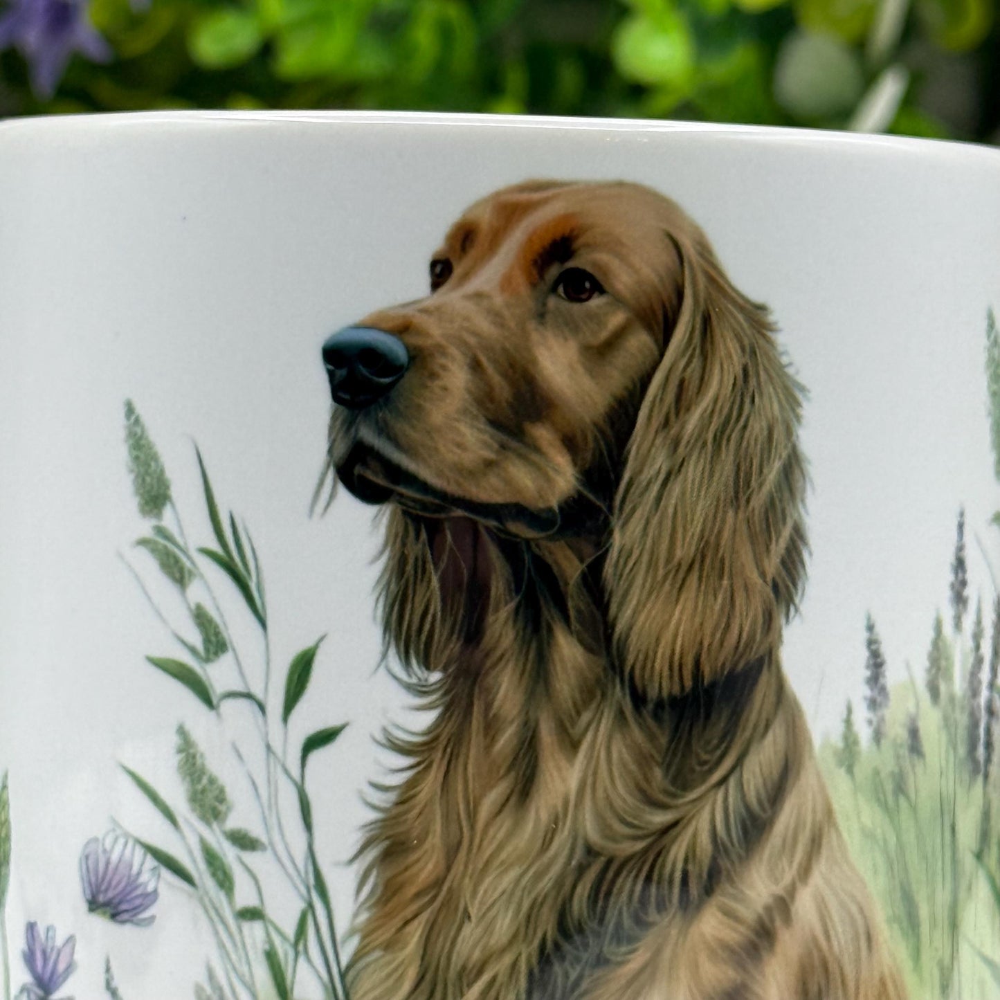 Irish Setter Floral Grass 11oz Dog Mug: Handmade Ceramic Coffee Cup