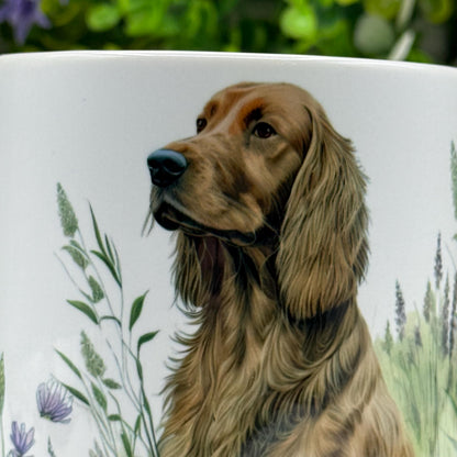 Irish Setter Floral Grass 11oz Dog Mug: Handmade Ceramic Coffee Cup