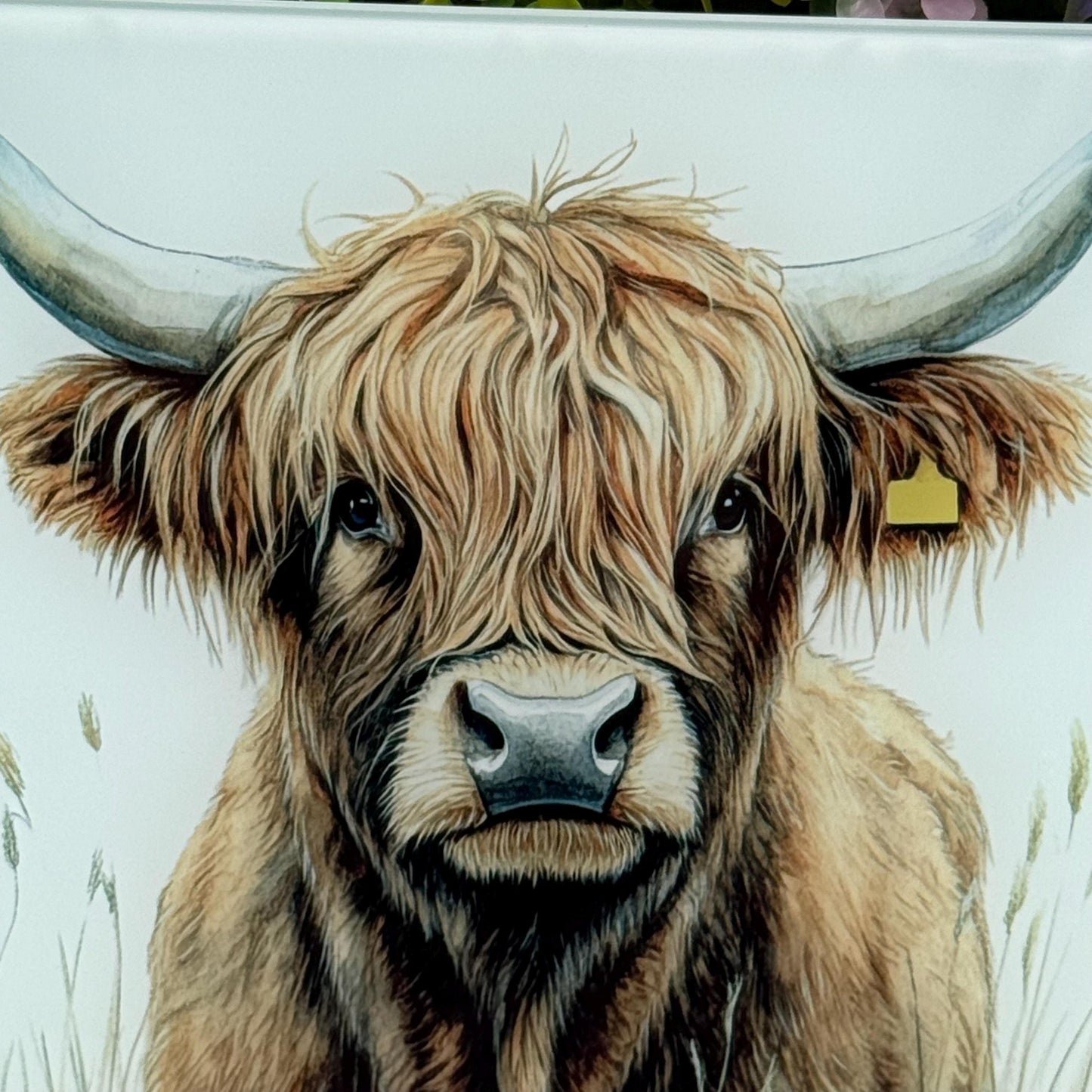 Highland Cow 8inchx11inch Glass Chopping Board