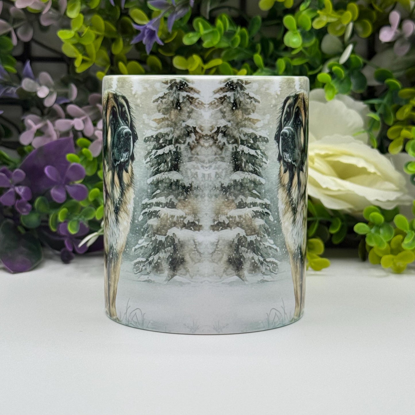 Leonberger Winter Snowy Forest 11oz Ceramic Dog Mug