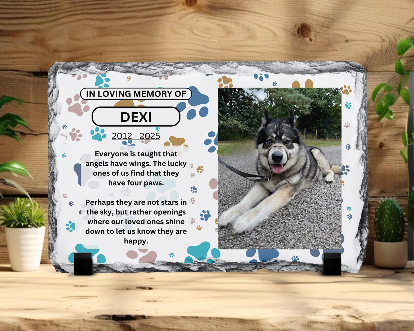 Personalised Pet Memorial Slate – Custom Photo Keepsake Plaque(15cm x 20cm)