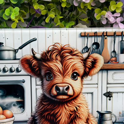 Highland Cow Kitchen Cooking 8inchx11inch Glass Chopping Board