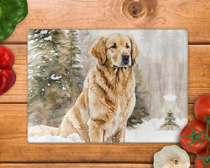Golden Retriever Glass Chopping Board - Worktop Saver - Kitchen Decor - Heat Mat