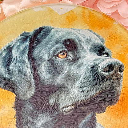 Labrador Glass Round Tea Pot Holder/Chopping Board