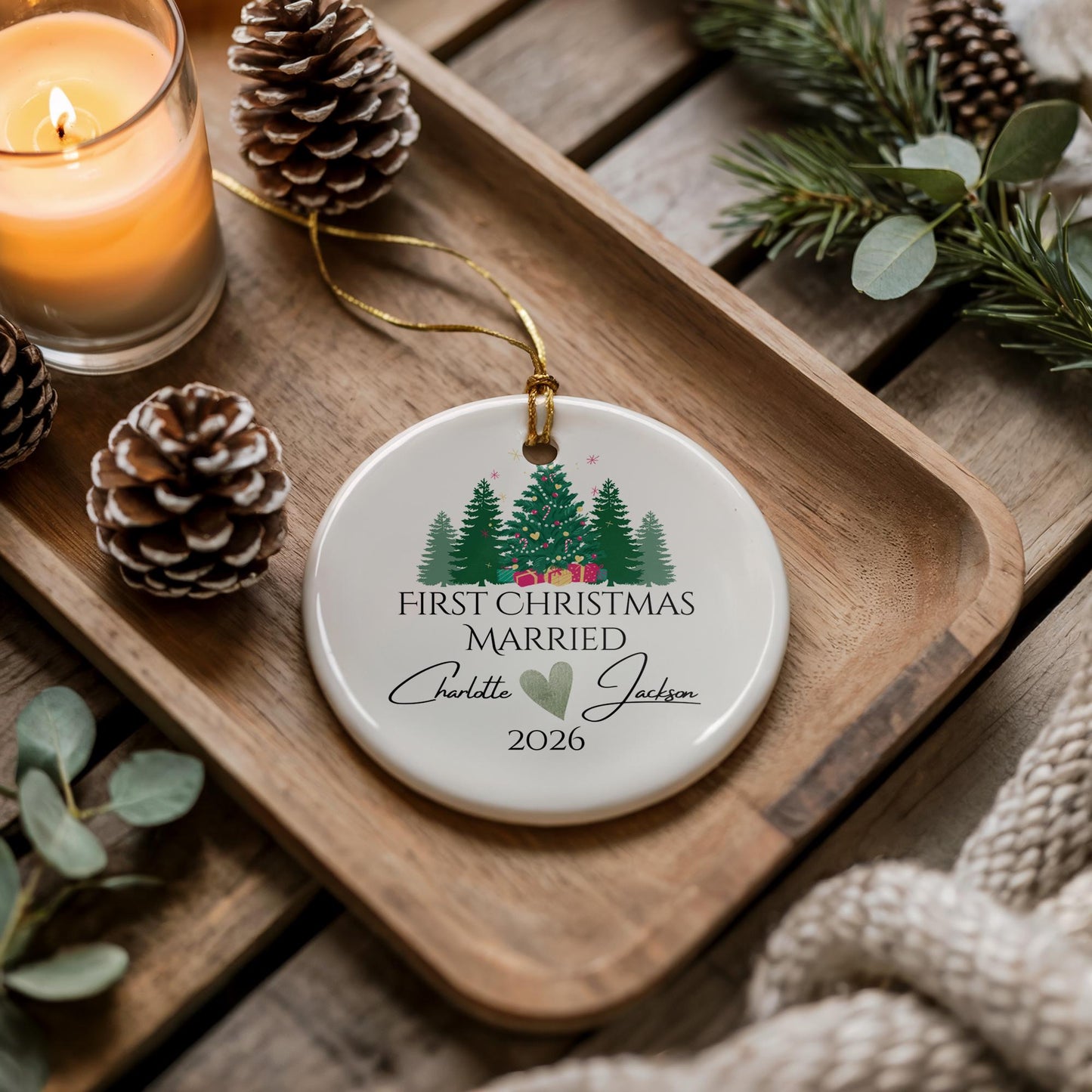 Our First Christmas Married 2026 Ceramic Ornament - Tree Decoration - Memorabilia Gifts