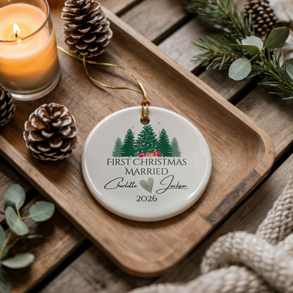 Our First Christmas Married 2026 Ceramic Ornament - Tree Decoration - Memorabilia Gifts