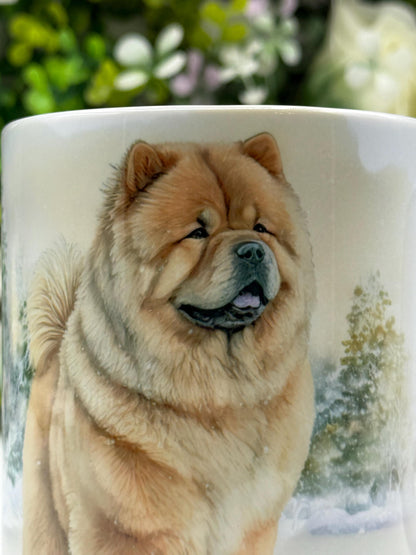 Chow Chow Winter 11oz Ceramic Dog Mug: Unique Pet Lover Gift