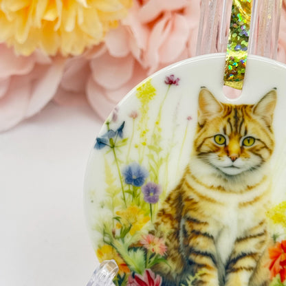 Personalized Cat Floral Ceramic Ornament: Keepsake Pet Gift