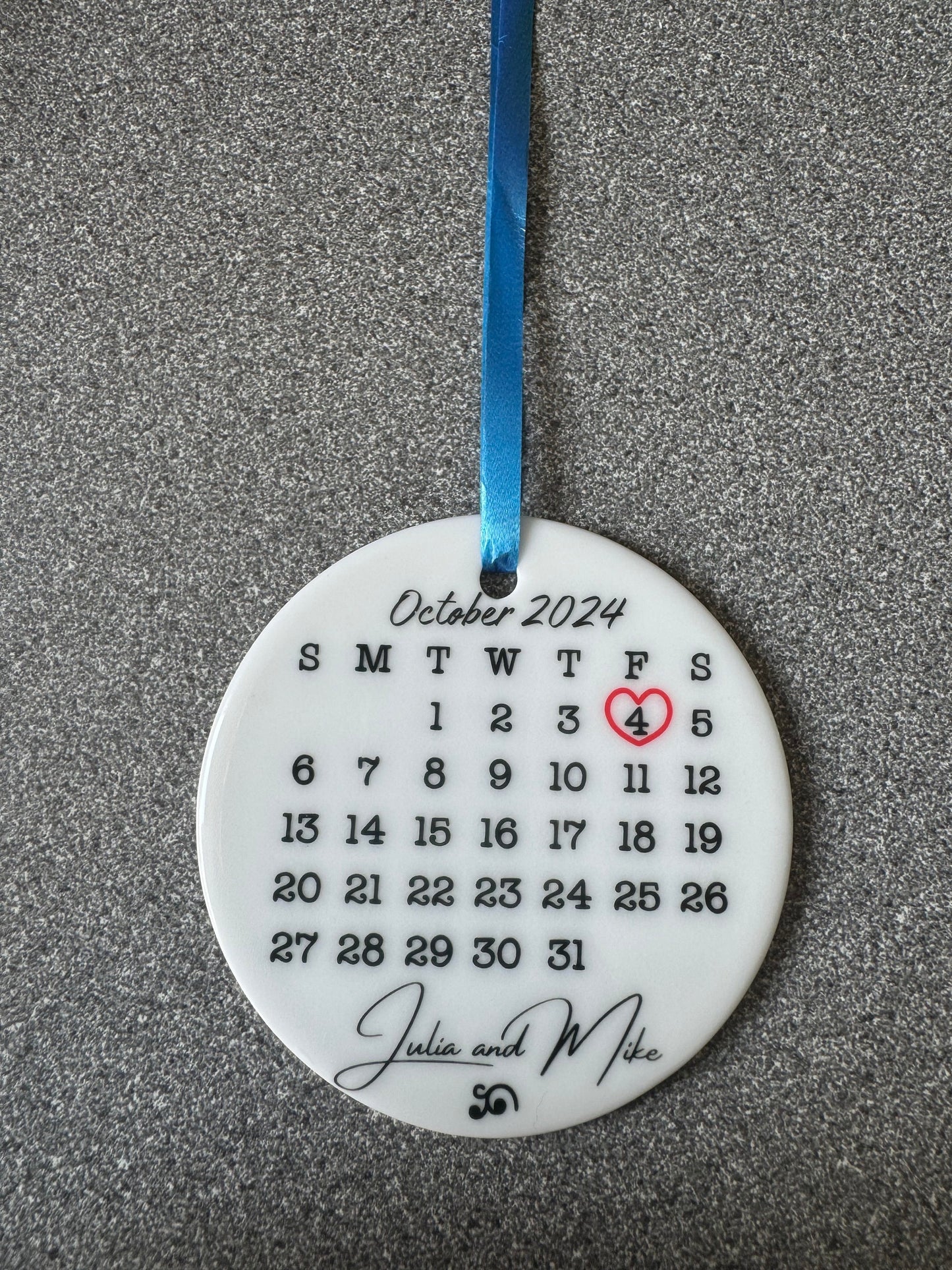Personalized Date Calendar Ornament: Anniversary Keepsake Gift