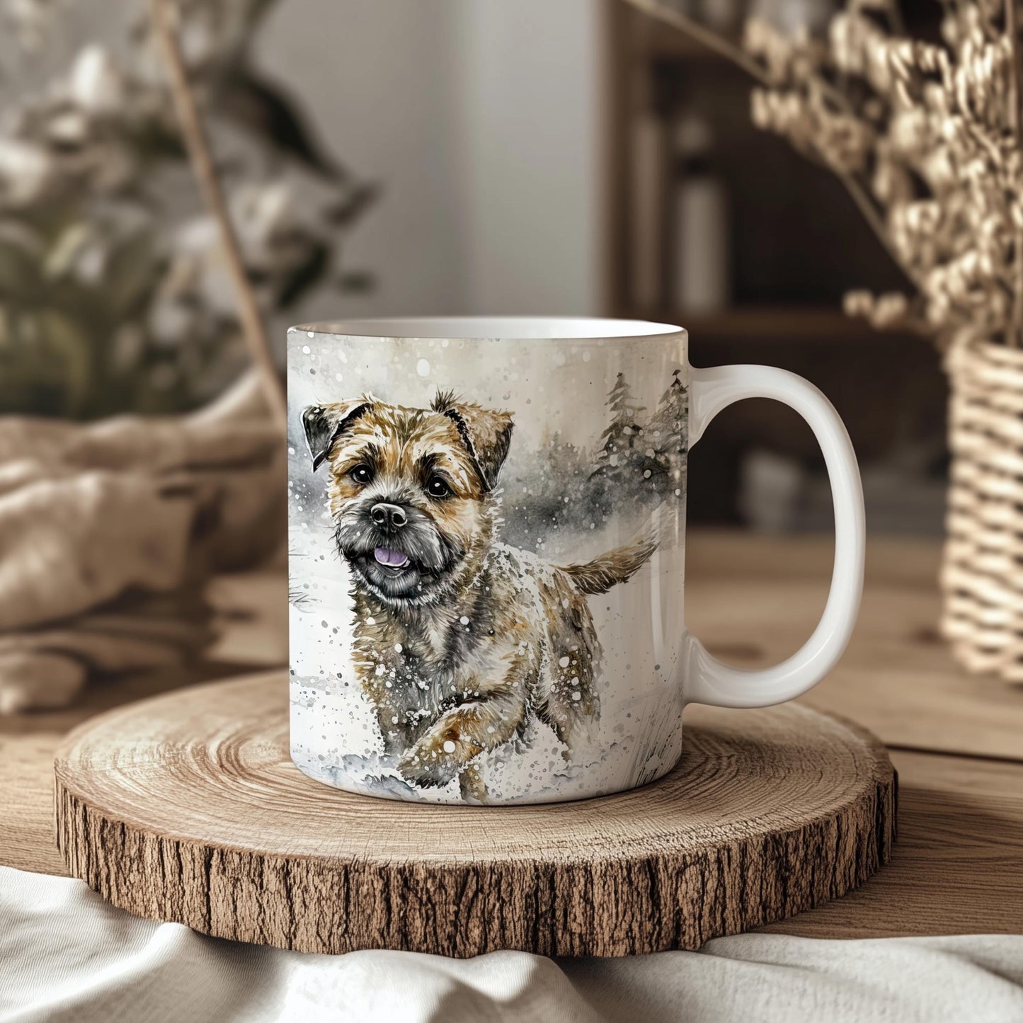 Border Terrier Winter Snow Ceramic 11oz Dog Mug