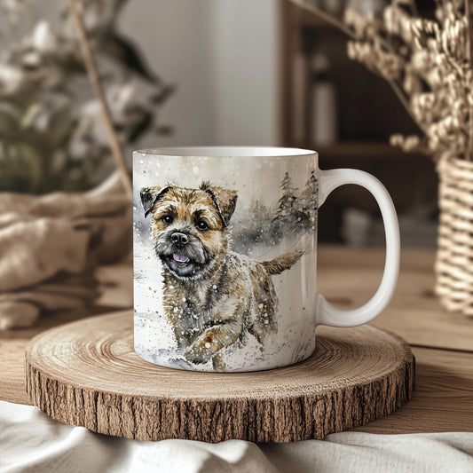 Border Terrier Winter Snow Ceramic 11oz Dog Mug