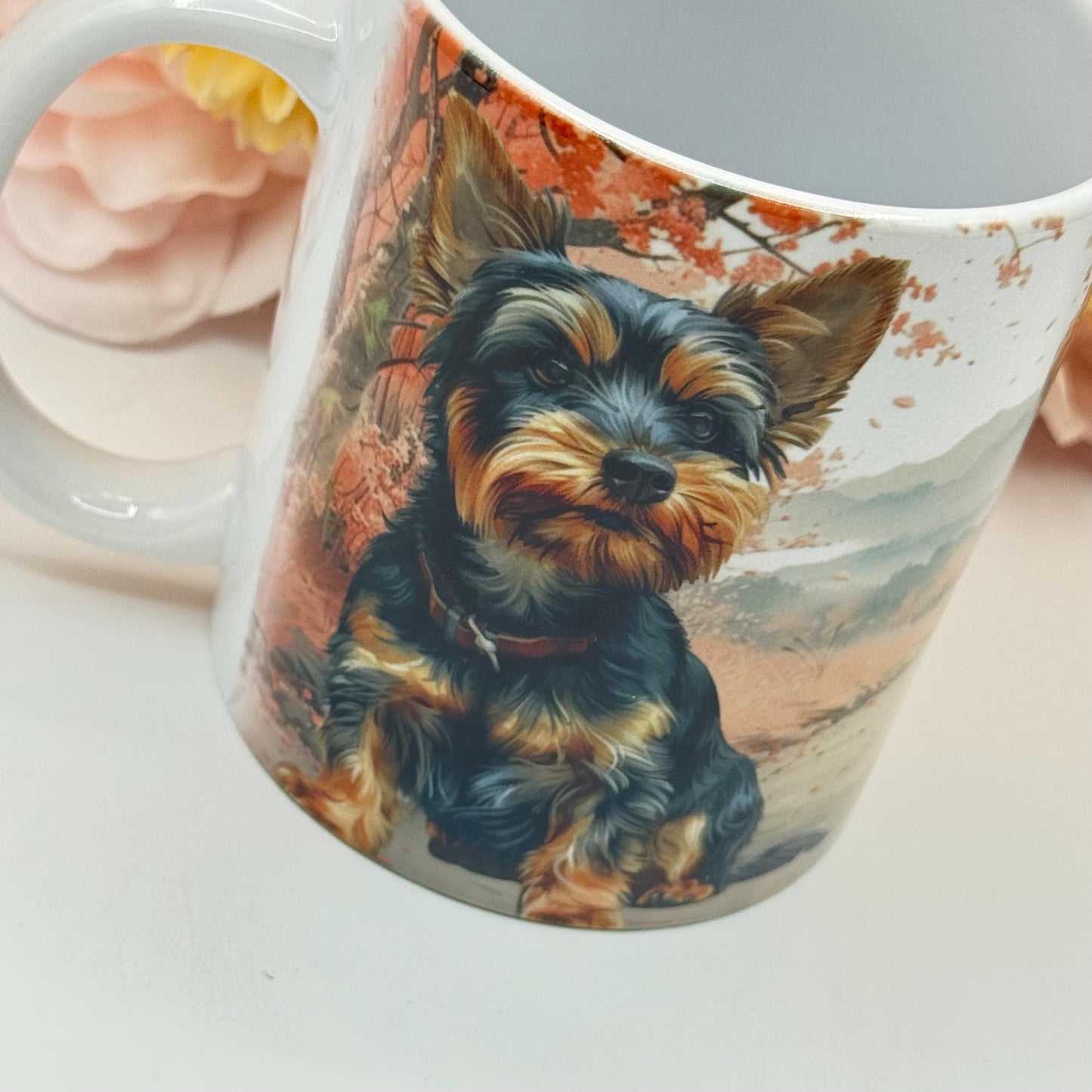 Yorkshire Terrier Pink Blossom 11oz Ceramic Dog Mug