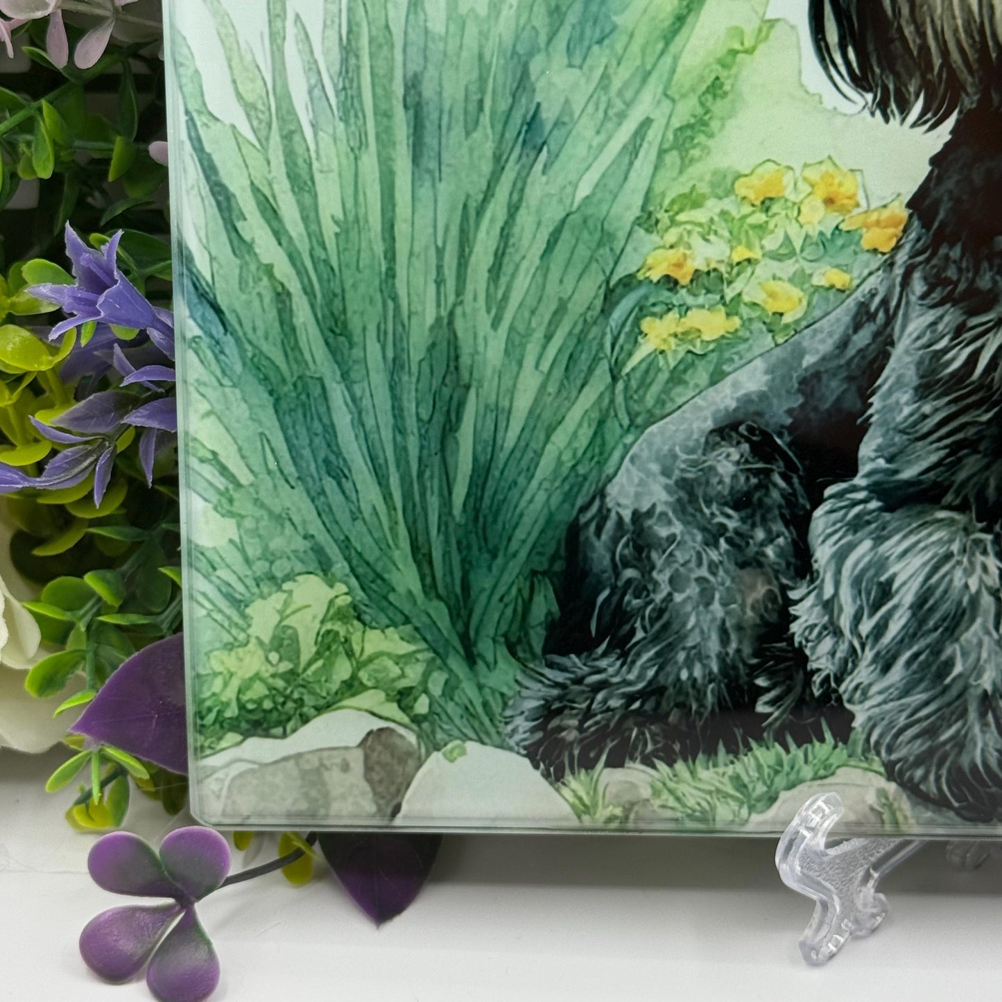 Schnauzer Black 8inchx11inch Glass Cutting Board: Handmade Kitchen Decor