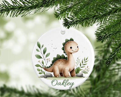 Personalized Dinosaur Ornament: Ceramic Keepsake Gift