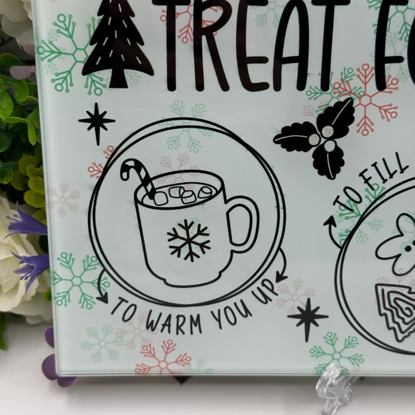 Christmas Treat For Santa Glass Chopping Board 8inch x 11inch