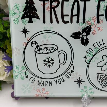 Christmas Treat For Santa Glass Chopping Board 8inch x 11inch