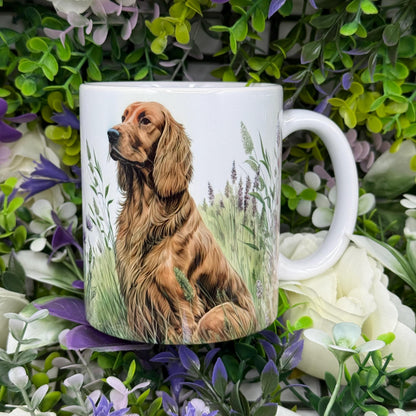 Irish Setter Floral Grass 11oz Dog Mug: Handmade Ceramic Coffee Cup